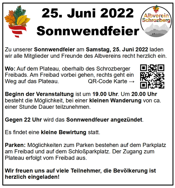 Sonnwendfeier am 25. Juni 2022 in Schrozberg auf dem Plateau